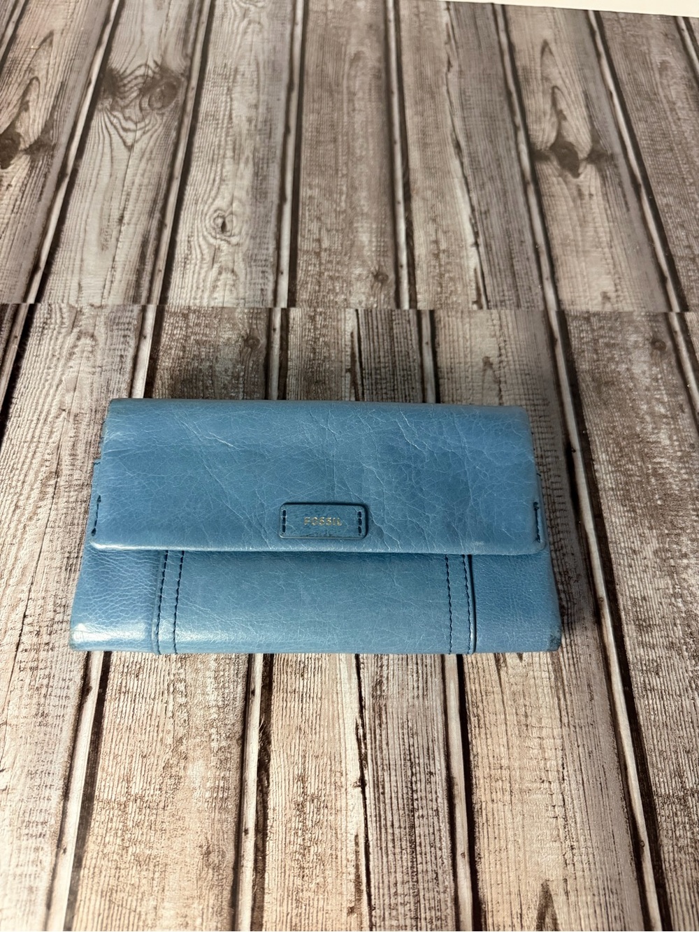 Fossil Teal Leather Women's Trifold Wallet